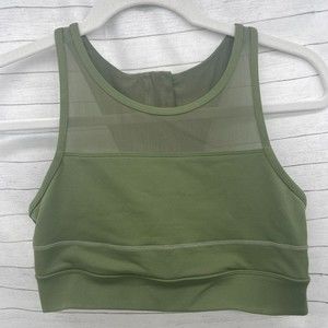 ZYIA Active All Star Olive Green Mesh Back Zip Sports Bra Sz Medium One More Rep